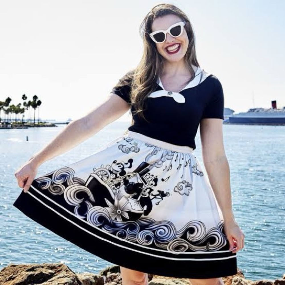 L - Stitch Shoppe Loungefly Disney Steamboat Willie Sandy Skirt Mickey Mouse